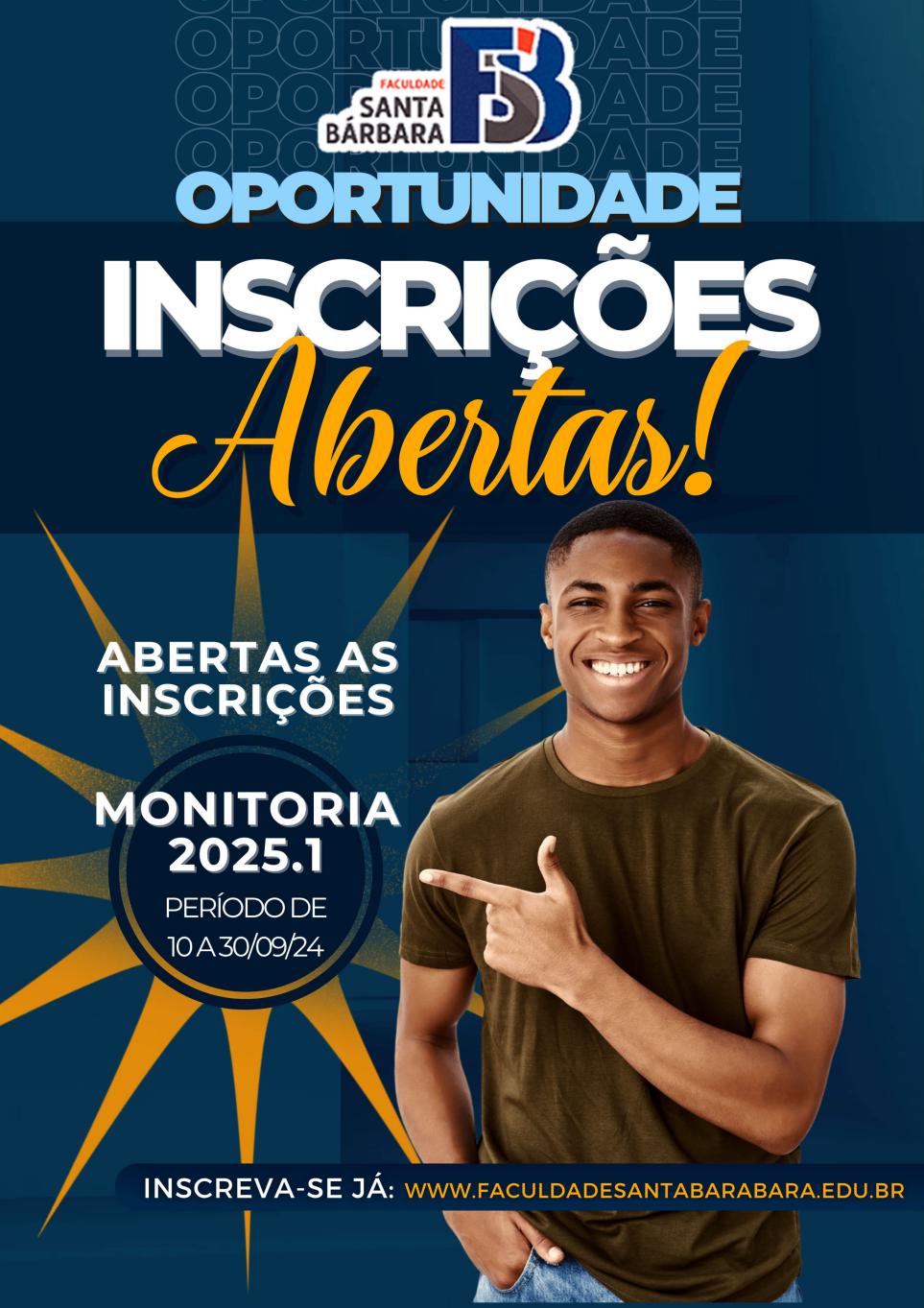 INSCRIÇÕES PARA A MONITORIA